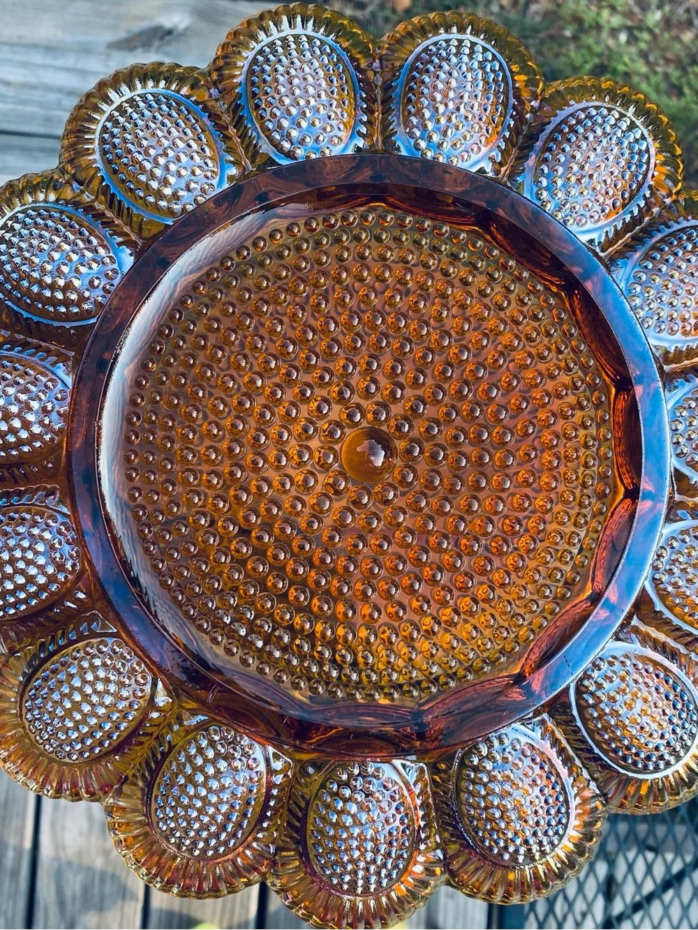 Vintage Indiana Glass Marigold Carnival Glass 15 Egg Tray - 11” wide